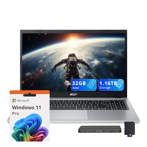 acer Aspire 3 ノートパソコン 15.6インチ FHD IPS ディスプレイ AMD Ryzen 5 7430U 32GB RAM 1.16TB ストレージ (1TB SSD+160GB ドッキングステーションセット) AMD Radeon G