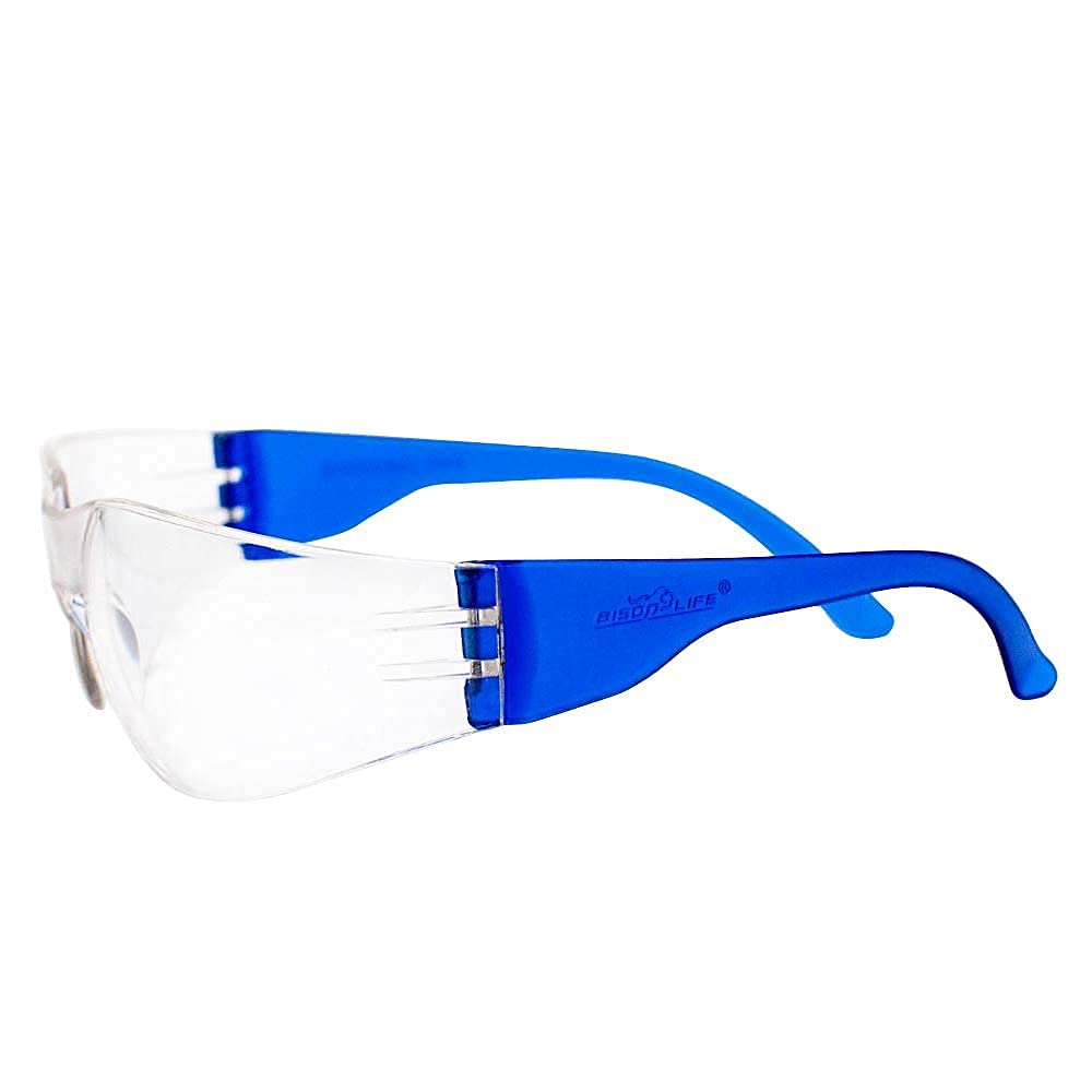 SAFE HANDLER Schutzbrille, klare Polycarbonat-Gläser aus stoß- und ballistischem Material, blaue Bügel (12 Boxen, insgesamt 144 Paar)