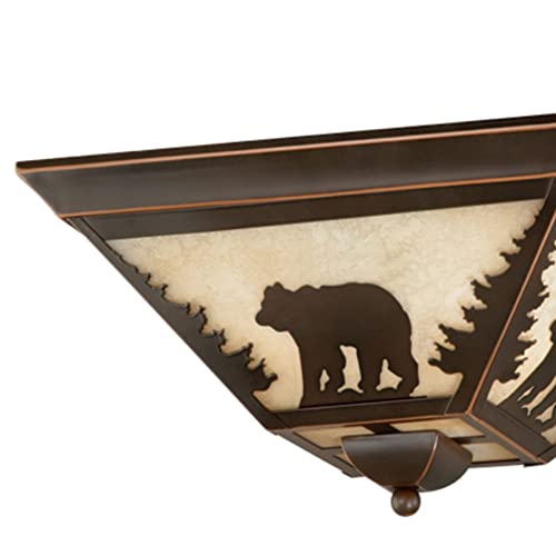 Vaxcel Cc55714Bbz Bozeman - Three Light Flush Mount, Burnished Bronze Finish With Amber Flake Glass #TOP1
