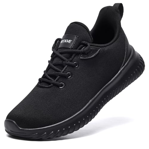 HIITAVE Kids Sneakers Boys Girls Running Shoes Lightweight Youth Children Athletic Tennis Shoes for Basketball Gym School All Black Size 1 US Big Kid