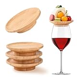FZMEHL 4 Pcs Wine Glass Charcuterie Topper, 4" Mini Charcuterie Boards, Wine Appetizer Plates for Family Gatherings, Restaurants, Bars