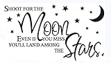 Home Find (27 inches x 15 inches) Shoot for The Moon Even If You Miss You'll Land Among Stars Nursery Quotes Wall Vinyl Stickers Inspirational Lettering Art Decals Removable Kids Room Nursery Decor