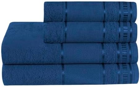 Kit de Toalhas de Banho e Rosto 4 Peças com Borda Ponta Cruz Alta...