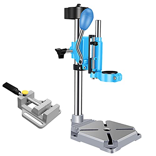 Bench Drilling Machine, Pillar Drill Stand, 90°Rotating Drill Press with Vice for Wood, Aluminum, Composite Panels Drilling, Adjustable Working Stroke, Maxi Clamping Diameter: 44mm