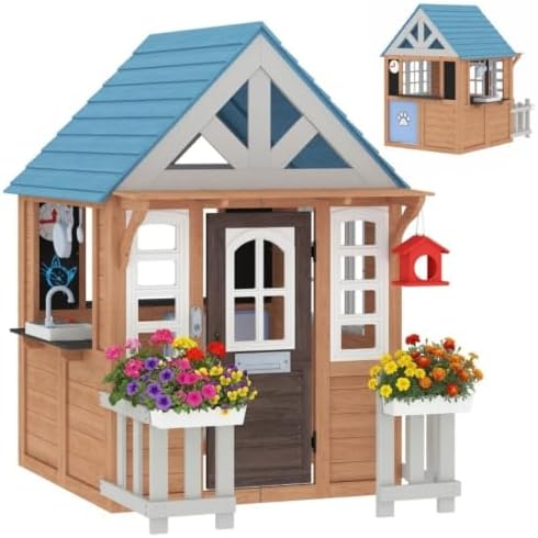 Kids Outdoor Wooden Playhouse