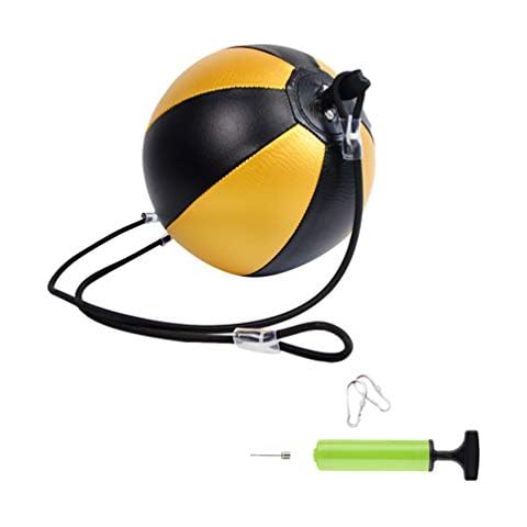 Zhiyuanan Boxing Speed Ball Punching Ball Hanging Reflex Striking Bag Suspended Double End Adults Exercise Floor To Ceiling Bag Training Fighting Ball Speedball Set Black + Gold Cover