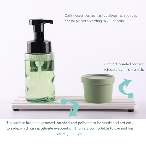 Image of NiuYichee 2 PCS Water Absorbent diatomite Coasters, 10.2 inch x 4 inch Water Absorbing Stone Tray for Sink, Stone Drying mat for Kitchen Counter, Stone soap Tray Used for Hand Soaps & toiletries & Plants