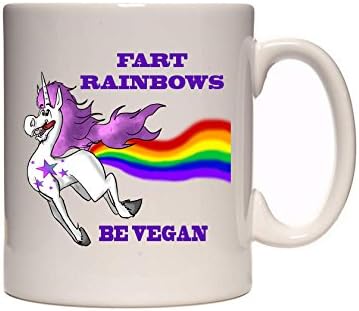 Fart Rainbows - Be A Vegan - Funny Vegan/Diet Unicorn Tea/Coffee Mug/Cup - Gift Idea