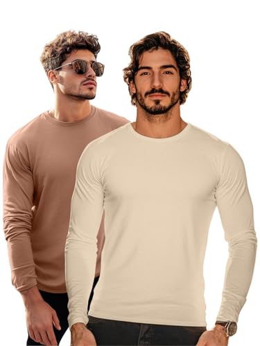 Image of Veirdo Pure Cotton Round Neck Regular Fit Solid Full Sleeve T-Shirt Combo for Men & Boys (Pack of 2 Available in Size S to 2XL)