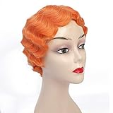 Orange Short Curly Wigs for African American Women Brown black Finger Waves Wig Synthetic Blonde...