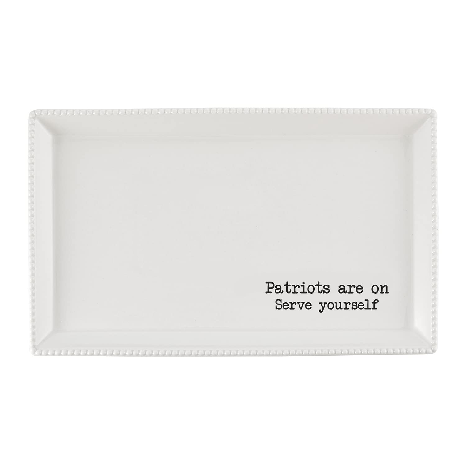 47th & Main Football Themed Ceramic Serveware, Platter, Patriots Are On