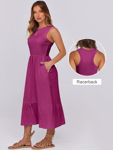 Image of ANRABESS Women Midi Dresses 2026 Summer Casual Sleeveless Sundress High Neck Tank Top Racerback Flowy Beach Dress & Pockets