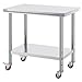 Vevor Mophorn Stainless Steel Work Table 36x24 Inch with 4 Wheels, Casters Heavy Duty Food Prep Worktable for Commercial Kitchen Restaurant, Silver