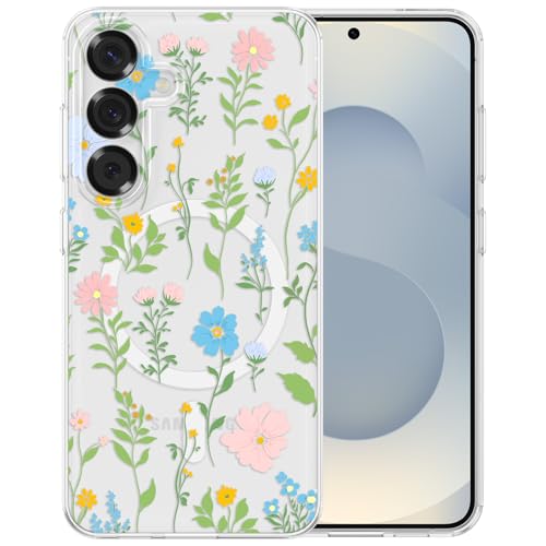 Coque fleurie Samsung S25 Magsafe pour un style chic lors de vos sorties