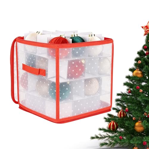 Reviews de Almacenaje de adornos festivos Top 10. 47 Apujent de Almacenamiento para Adornos Navideños,Plegable Con Divisor Y 64 Compartimentos,Estuche Organizador Para Decoraciones Festivas | Para Almacenaje Bajo La Cama Armario...
