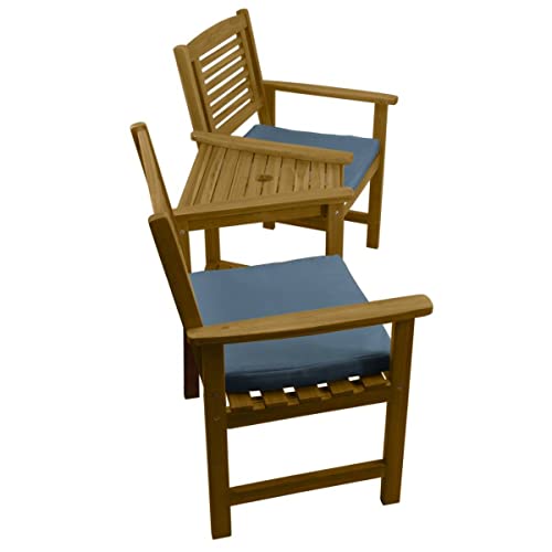 2-zitter Acacia Hardhout Tuin Love Seat Twin Jack En Jill Seat Met 2-laags Tafel Parasolgat Houten Tuinbank Companion Seat Set Outdoor Tuin Tete-a-Tete Seat Tuinmeubilair Buitenpatio 2 GRATIS Kussens - Afbeelding 5