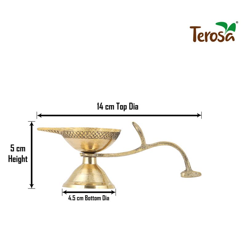 Terosa Diya Set of 4 - Assorted Handcrafted Brass Diyas II Pooja Deepams or Deepak - Image 6 thumbnail