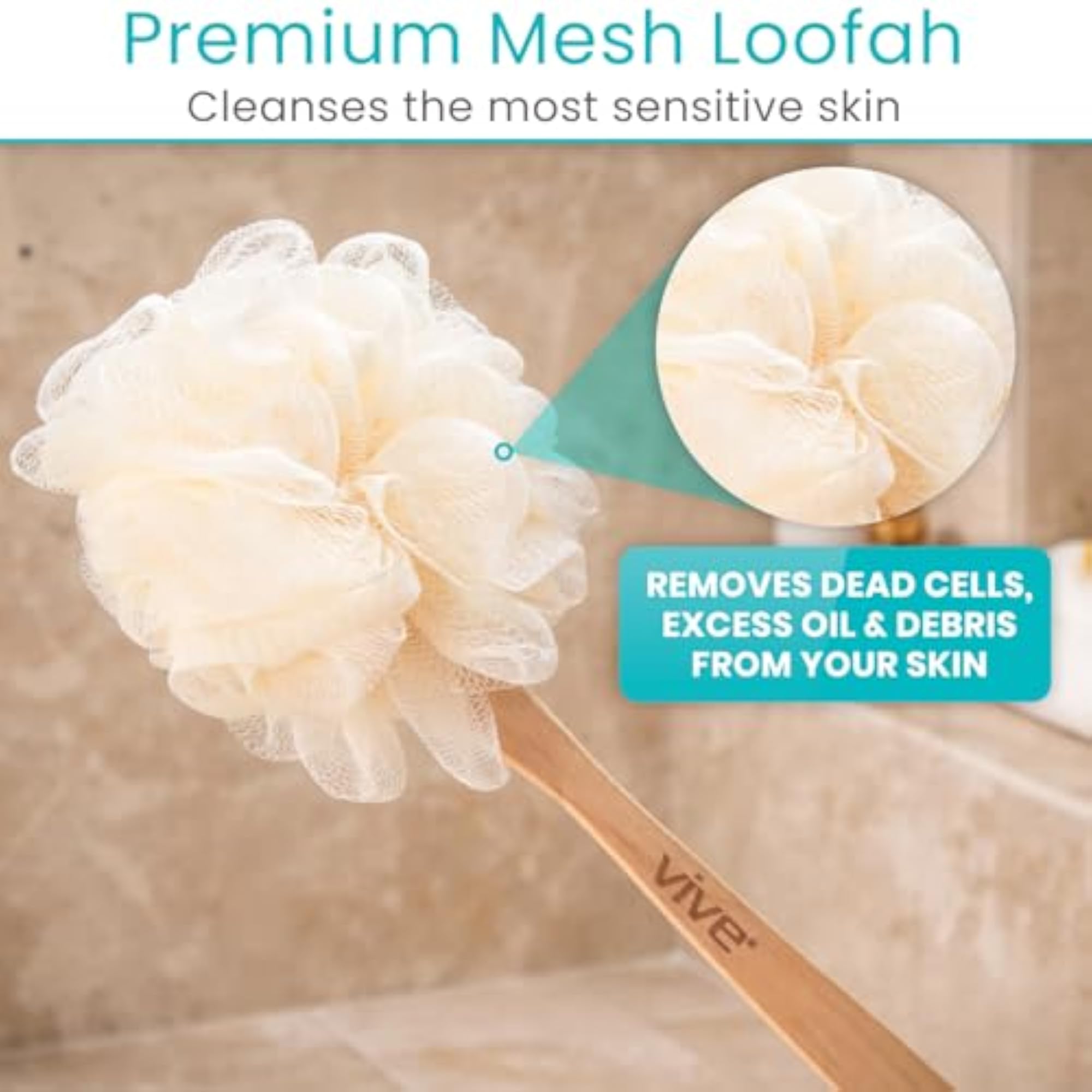 Long Handled Loofah Back Scrubber, Exfoliating Body Brush