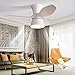 JAHQLIGHT - Ventilateur de Plafond, 3 pâles, 80 cm de diamètre, 6 Vitesses, 2 Sens de Rotation, Télécommande fournie, Lampe avec Abat-Jour- Blanc