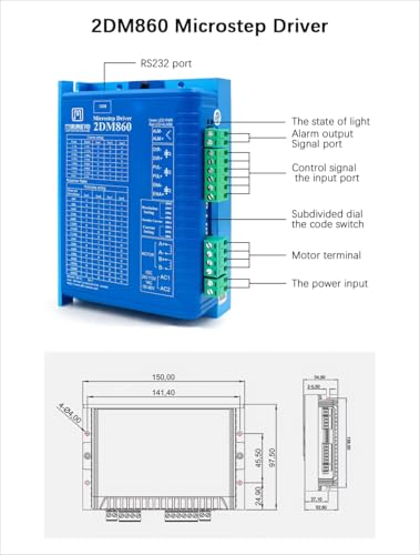 Image of JMC 2Phase Driver 2DM860 2DM860H AC Motor Stepper Motor Driver for CO2 Laser Cutting Engraving Machine 18-80VAC Current 2.1-8.4