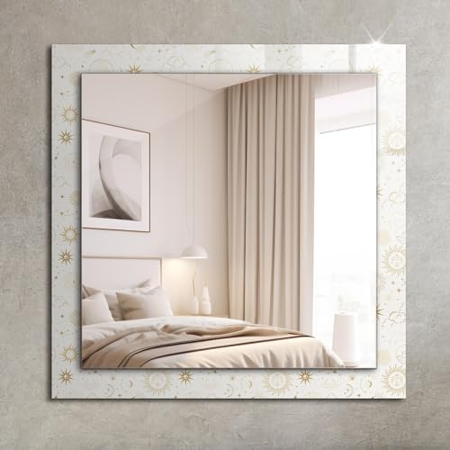 Miroir mural cadre en verre graphique structure de qualite superieure 60x60cm