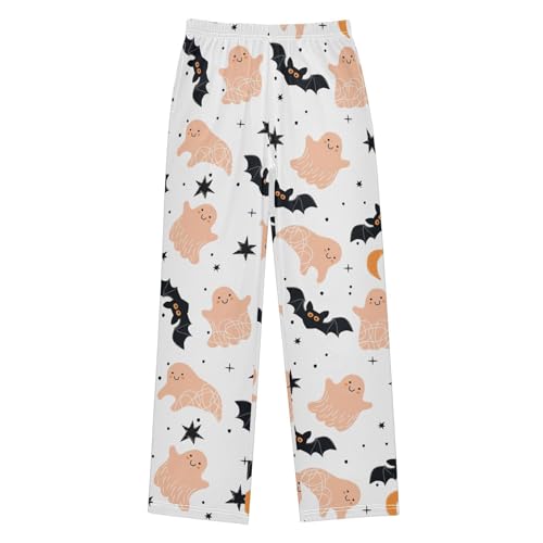 Boys' Pants Cartoon Ghost Bat Halloween Long Bottoms Jogger Pants Elastic Waist Trousers with Pockets S-XL
