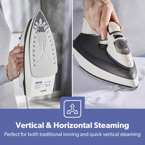 GEEPAS Steam Iron | Clothes Dry & Steam Press | 45s Fast Heat-Up, Vertical Steaming | Ceramic Soleplate & Adjustable Temperature | 320ml Water Tank with 0.7g/Steam Output | 2 Year Warranty 2200W Grey - Image 7