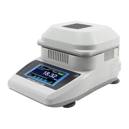 Halogen Moisture Analyzer 110V, Rapid Heating Drying (40-160°C), 120g/0.001g High Precision Balance, Fast Moisture Determination for Food, Plants, Construction Materials