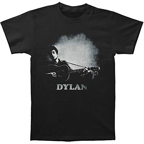 Bob Dylan Men's Guitar & Logo T-Shirt, Black, Medium