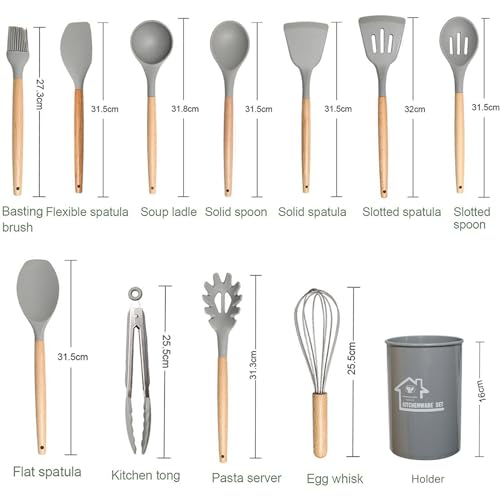 UXIYI Silicone Kitchen Utensils Set, 13Pcs Cooking Utensils Set, Silicone Utensils Set - Image 2