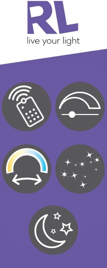 Icons representing remote control functions: remote, dimming, color temperature, starlight effect, night light mode