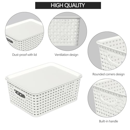 Panier de rangement avec couvercle blanc pour ranger vos placards