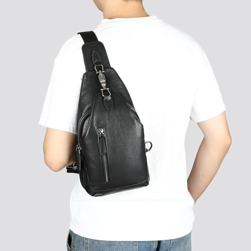 Image of NIUCUNZH Genuine Leather Crossbody Sling Bag Handmade Classic Vintage Shoulder purse daypack Backpack