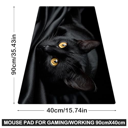 Image of Nuxovilar Professional Large Mouse Pad & Computer Game Mouse Mat (35.4x15.7IN, Mysterious Black Cat Art) (90 * 40cm Mysterious Black Cat)