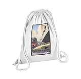 Sac de Gym en Coton Blanc Paris New York Paquebot Affiche Poster Vintage Voyage Art Deco 30's 12 Litres