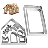 Gingerbread House Cookie Cutter Set - 3D House Cookie Cutters, Gingerbread House Kit for Holiday, Winter, Christmas & Gingerbread House Kit for Kids, Gift Package (10Pcs Christmas Cookie Cutters)