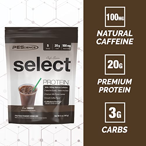 Pescience Select Cafe Protein, Iced Mocha, 5 Servings, Coffee Flavored Whey And Casein Blend #TOP1