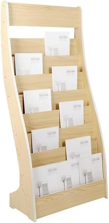 Newspaper Display Rack Floor-Standing Magazine Rack Display Rack Storage Publicity Storage Floor Newspaper Rack Wooden Information Floor-Standing Magazine Rack(Walnut)
