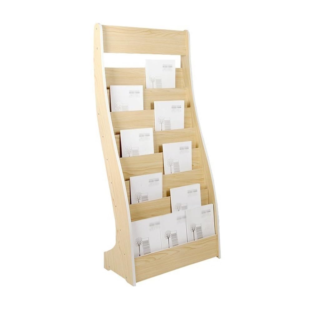 LJHFG63KUYT Newspaper Stand Floor-standing Magazine Rack Display Storage Publicity Floor Newspaper Wooden Information Literature Rack