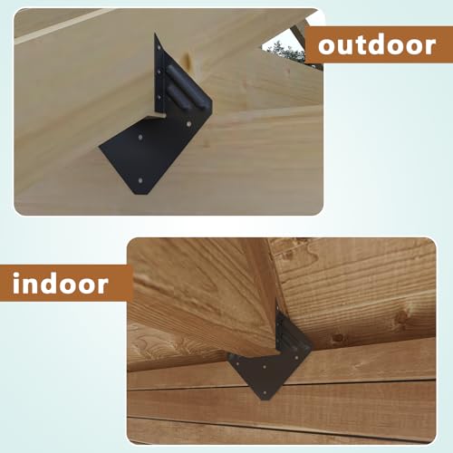 Image of 20pcs Hurricane Ties for Rafter, 14-Gauge Hurricane Straps Brackets Fit 2x4, 2x6 Truss to Rafter Connector, Hot Dip Galvanized Black Joist Hangers for Roofing Wood Timber, Hurricane Clips with Gloves