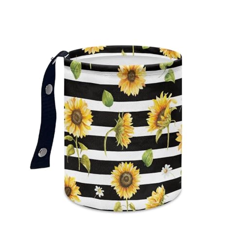 Image of Hanging Portable Car Printed Sunflower Multipurpose Car Accessories Interior Universal Collapsible Back Seat, Front Console, Floor, or Hanging Headrest Waste Basket