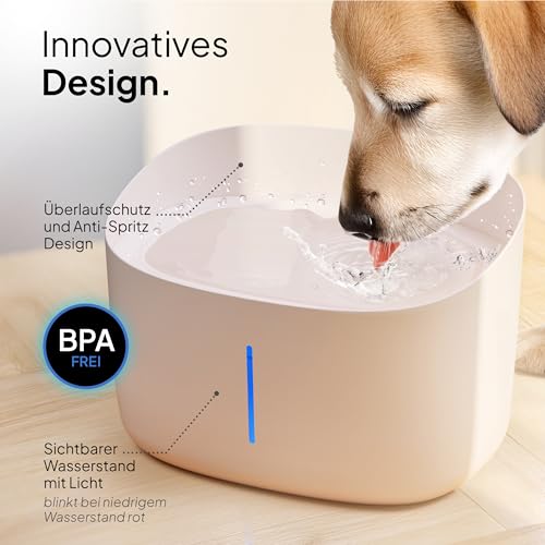 Pretty Paw Trinkbrunnen für Hunde mit 7L Wassertank - Super leiser Hunde Trinkbrunnen - BPA-freier Hundebrunnen mit Filter & LED - Leicht zu reinigender Dog Wasserspender