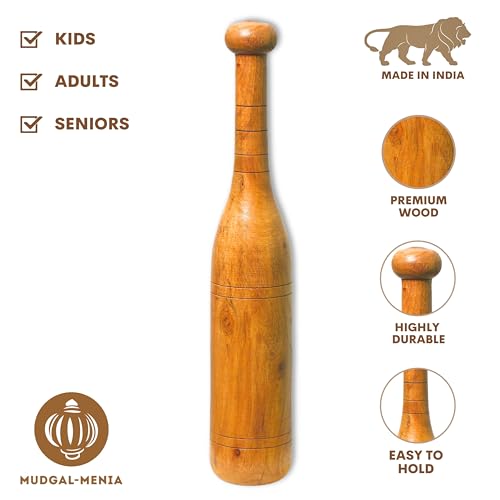 Image of Child Mudgar 2KG & Child Hanuman Gada 1.5KGCombo | Made in India Handcrafted Natural Jungle Wood Clubbell Clubbell | Fully Polished with Certificate of Authentication | No. 1 Quality