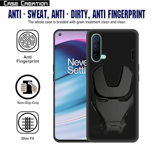 Image of COVERLY Official 3D Touch Feel Trending Real Hero Avenger Logo Mask Soft Rugged Grip Iron Man Super Power Cartoon Movie Silicone Matte Strong Back Cover for Oneplus Nord CE -Black