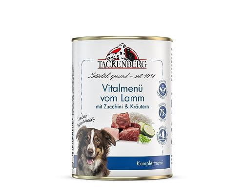 TACKENBERG Vitalmenü vom Lamm mit Zucchini & Kräutern Nassfutter Dose für Hunde - Hundefutter in Premiumqualität - natürlich getreidefrei, 6 x 400 g