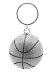 UMREN Women Basketball Shaped Cross Body Purse Rhinestone Round Ball Crystal Evening Bag Clutch Handbag for Wedding Party Silver-B