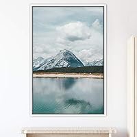 Framed Canvas Wall Art Mountain Lake View Global Landscape Mountain Multicolor Photography Relax/Calm - 16x24 inches