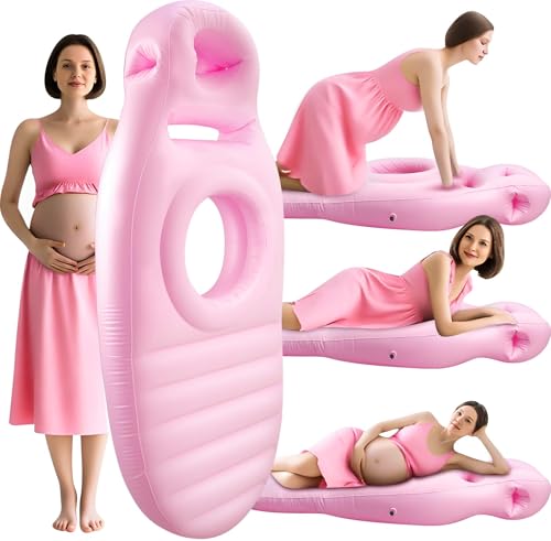 KSFJEU Inflatable Pregnancy Pillow with Hole – Full Body Maternity Airbed for Stomach Sleeping, Back Pain & SPD Relief – Comfortable, Portable & Includes Electric Pump Pink