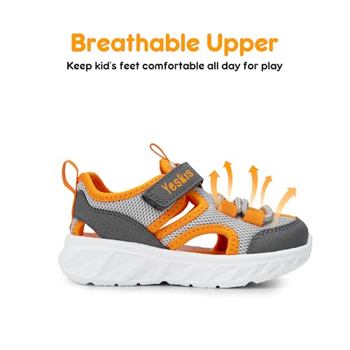Image of YESKIS Toddler Boys Girls Sport Sandals Outdoor Athletic Hiking Running Tennis Barefoot Shoes Lightweight Closed Toe Adjustable Strap for Toddler and Little Kids