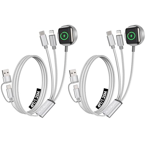 Image of 2Pack Travel Essentials,Multi Charging Cable for Apple Watch Charger White